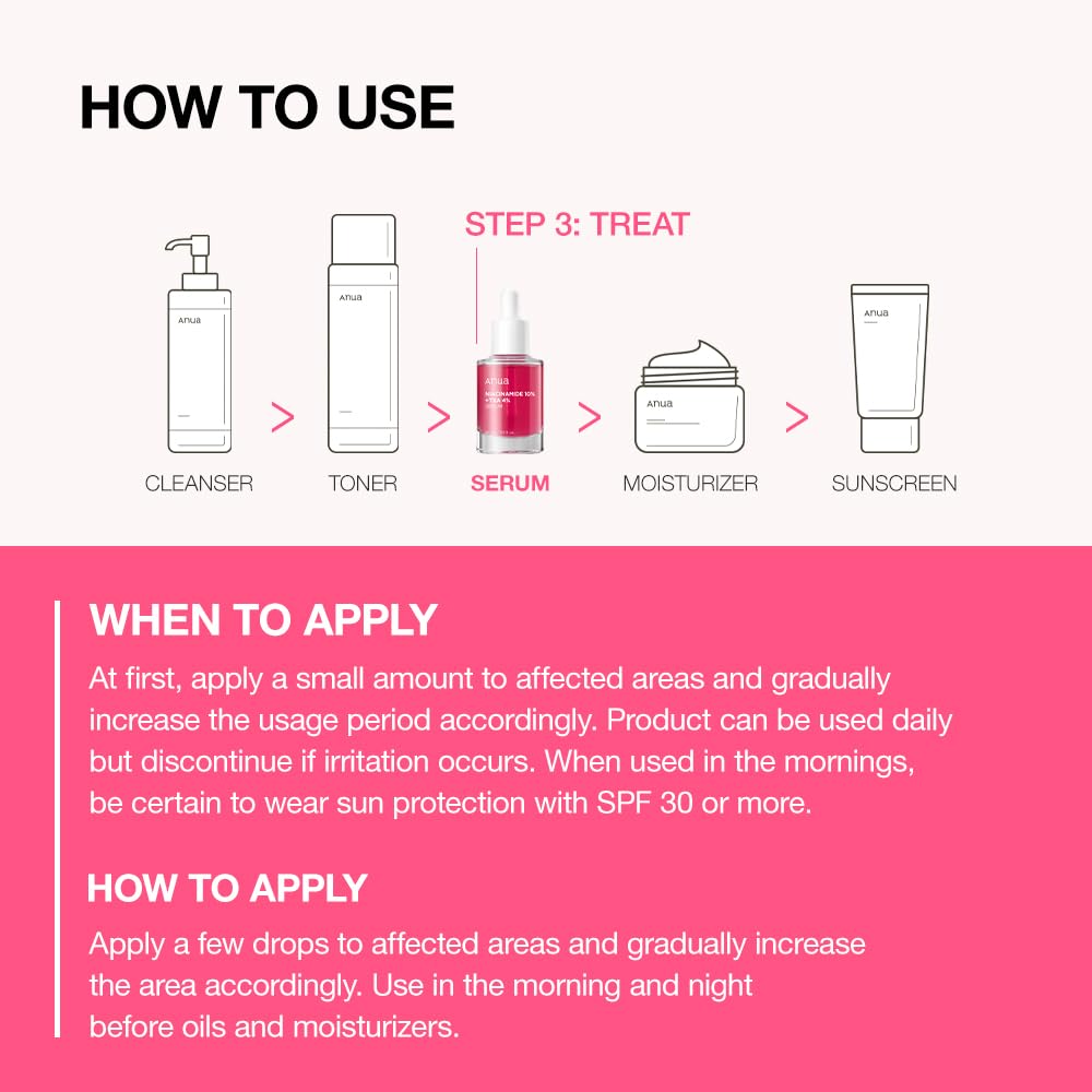 ANUA Niacinamide 10 + TXA 4 Serum, Hyaluronic Acid, Facial Serum, Glow Back Serum, Dark Spot Care, Postnatal Skincare, Korean Skincare (30ml/1.01 fl.oz) - Essenzi