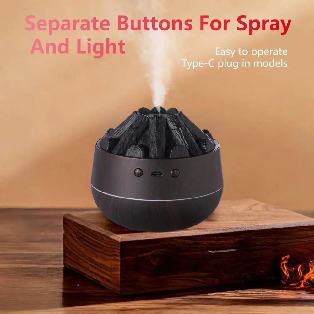 Charcoal Fire LED Aromatherapy Diffuser - Dark Wood - Essenzi