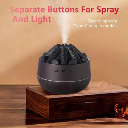 Charcoal Fire LED Aromatherapy Diffuser - Dark Wood - Essenzi