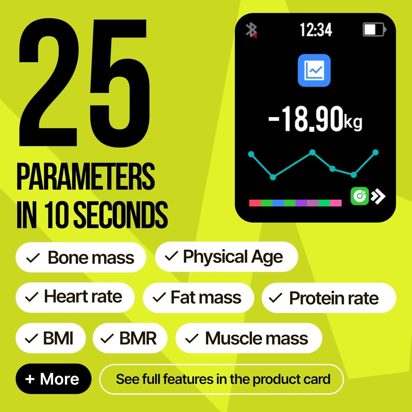 Digital Smart Scale with BMI, Body Fat, Muscle Mass Measurements - Essenzi