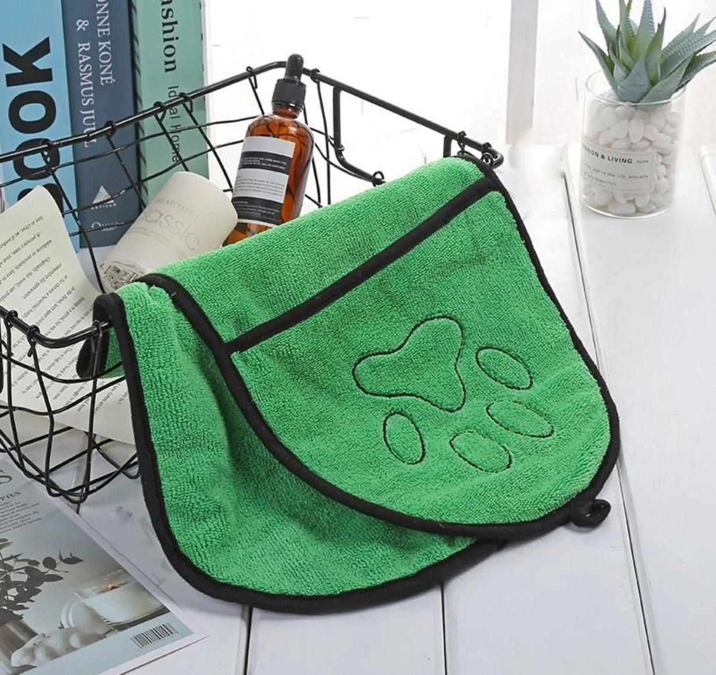 Dog Bath Towel Double Pocket Design - Essenzi